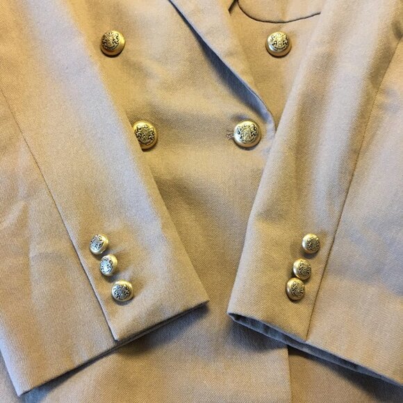 Vintage Liz Claiborne Double Breasted Long Wool Blazer Camel Size 8 - Picture 4 of 16